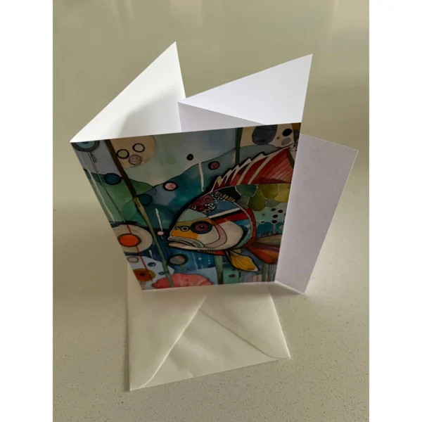 Poissons cubistes - Carte, encart, enveloppe