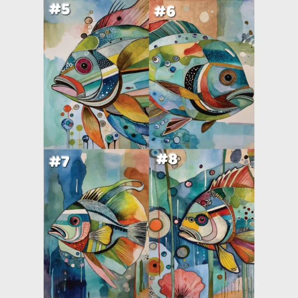 Poissons cubistes Planche 5 à 8