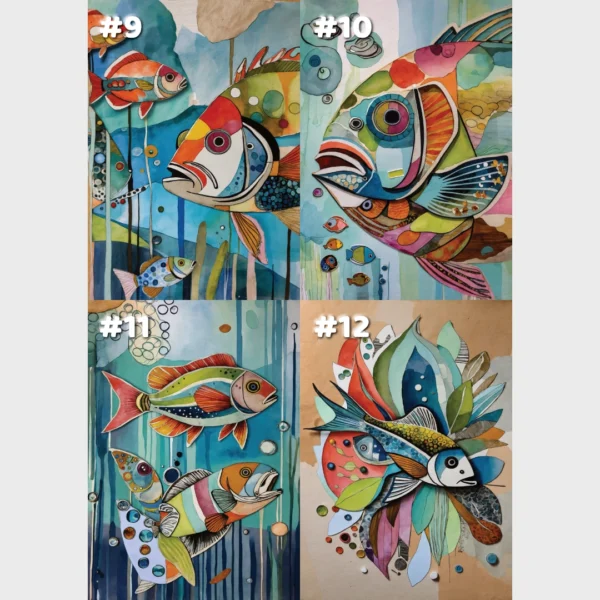 Poissons cubistes Planche 9 à 12