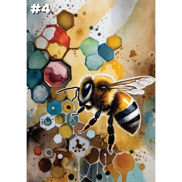 Abeilles sur fond abstrait - Cartes de Voeux (12 options) – Image 7