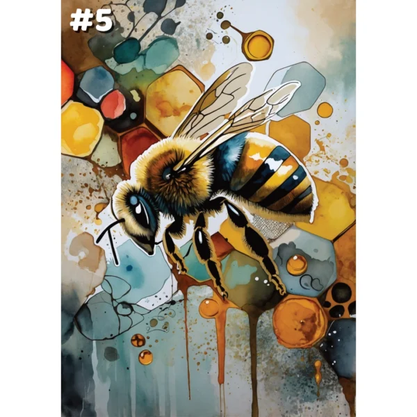 Abeilles sur fond abstrait - Cartes de correspondance (3 options) – Image 11