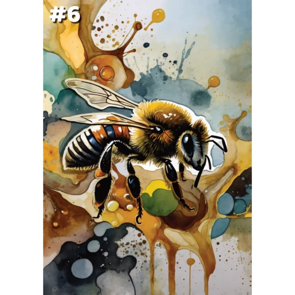 Abeilles sur fond abstrait - Cartes de Voeux (12 options) – Image 9