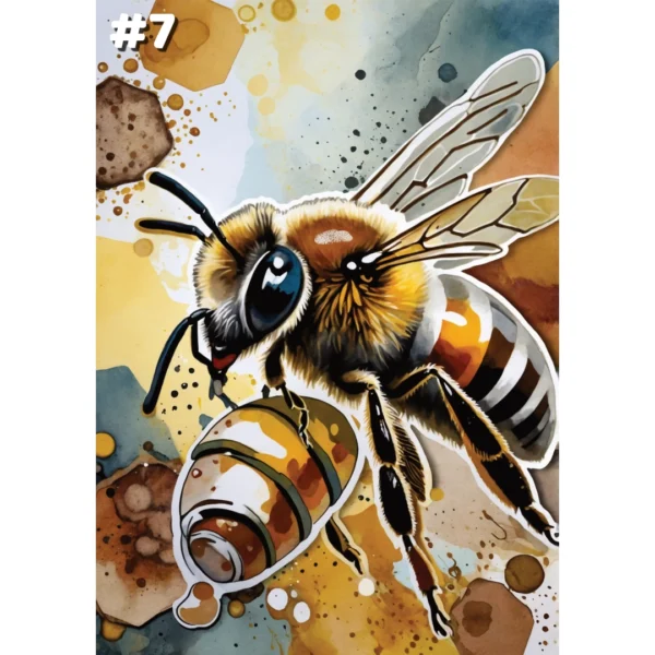 Abeilles sur fond abstrait - Cartes de Voeux (12 options) – Image 10