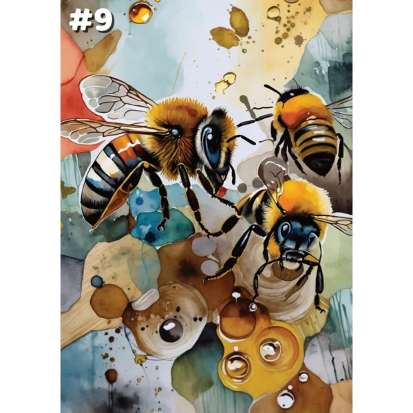 Abeilles sur fond abstrait - Posters (12 options) – Image 10