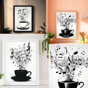 Tasse de thé musical posters mockups