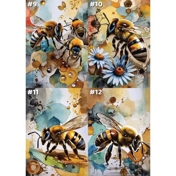 Abeilles sur fond abstrait - Cartes de correspondance (3 options) – Image 6