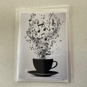 Tasse de thé musicale carte recto